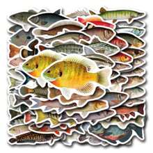 55pcs Funny Fish Stickers Pack | Beautiful Pattern Stickers, Vintage Decorative Decals Bottles, Decorative Paper, Journaling, Laptop, Bumper, Skateboard, Scrapbook, Suitcase, Refrigerator, Plan Book, Keyboard, Car Sticker - Fun Fish Stickers - View 4