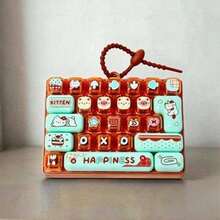 1/2pcs 26-Key Mini Keyboard Keychain, Silicone Material, Pressable Key Design, Cute Cartoon Decompression Gadget, Portable Pocket And Desktop Decoration Accessory, Fun Creative Office Gift - Multicolor - View 13