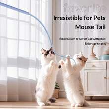 Soft Silicone Mouse Tail Design Cat Teaser Wand, Suitable For Kittens And Cats Interactive Play, Pet Daily Play Accessory, 2 Colors Available - View 4