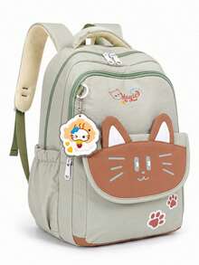 Cute Cat Ear Student Backpack, Large Capacity Lightweight Burden-Reducing School Bag For Kids, Middle School And High School Students, Casual Travel And Short Trip Bag, Multi-Compartment Waterproof Storage Backpack, Multiple Colors Available For Girls, College Style - A - View 15