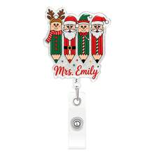1pc Christmas Leopard Print Heart Book Christmas Tree Retractable Badge Reel Scroll Medical ID Holder Gift - Multicolor - View 11