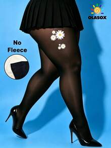 1pc Women's Pantvhose Tiahts. Sexy Black SheerTights With Daisy, Transparent Stockings, Leg Shaping,Colorful, Perfect For Parties,Cute Daily Date - Multicolor - View 3