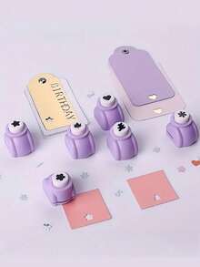 12PCS/8PCS/6PCS/3PCS/1pc, Cute Heart-Shaped Paper Punch For DIY Handmade Art And Crafts - Mauve Purple - View 21