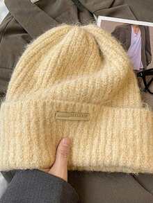 1pc Women's Autumn/Winter Knit Beanie Loose Warm Earflap Brimless Hat - Multicolor - View 2