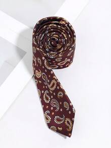 1Pc Men Burgundy Paisley Jacquard Premium Classic Formal Necktie For Business Wedding Office - Multicolor - View 6