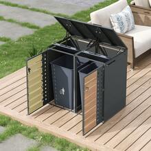 Deck Box Made Of Metal With Storage Foldable With Doors Grey - Grey - View 1