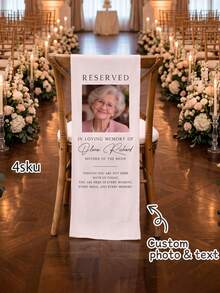 1pc Custom Photo And Text Wedding In Loving Memory Chair Sash, Personalized Memorial Seat Banner For Loved Ones, Wedding Ceremony Chair Decoration - Multicolor - View 1