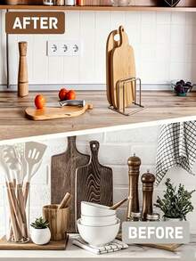1pc Heavy Duty Metal Cutting Board Storage Rack - Cutting Board Holder, Space-Saving Cabinet/Countertop Organizer, Baking Sheet Rack - Sturdy Kitchen Storage Rack (No Screws/Easy Installation), Kitchen Storage Container, Kitchen Countertop Organizer, Kitchen Storage Rack, Kitchen Storage Shelf, Kitchen Supplies Storage, Kitchen Storage Solution, Baking Storage, Christmas Decor - Multicolor - View 8