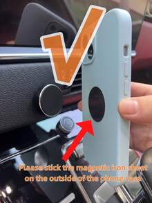 1/2pcs Car Round Magnetic Phone Holder, Strong Magnetic Adsorption For Car, Multi-Angle Adjustable, Dashboard Adhesive Installation, Convenient For Driving Navigation And Phone Calls, No Obstruction Of Vision For Driving, Magnetic Design For Quick Phone Attachment And Removal, Practical Car Interior Navigation Accessory - Multicolor - View 4