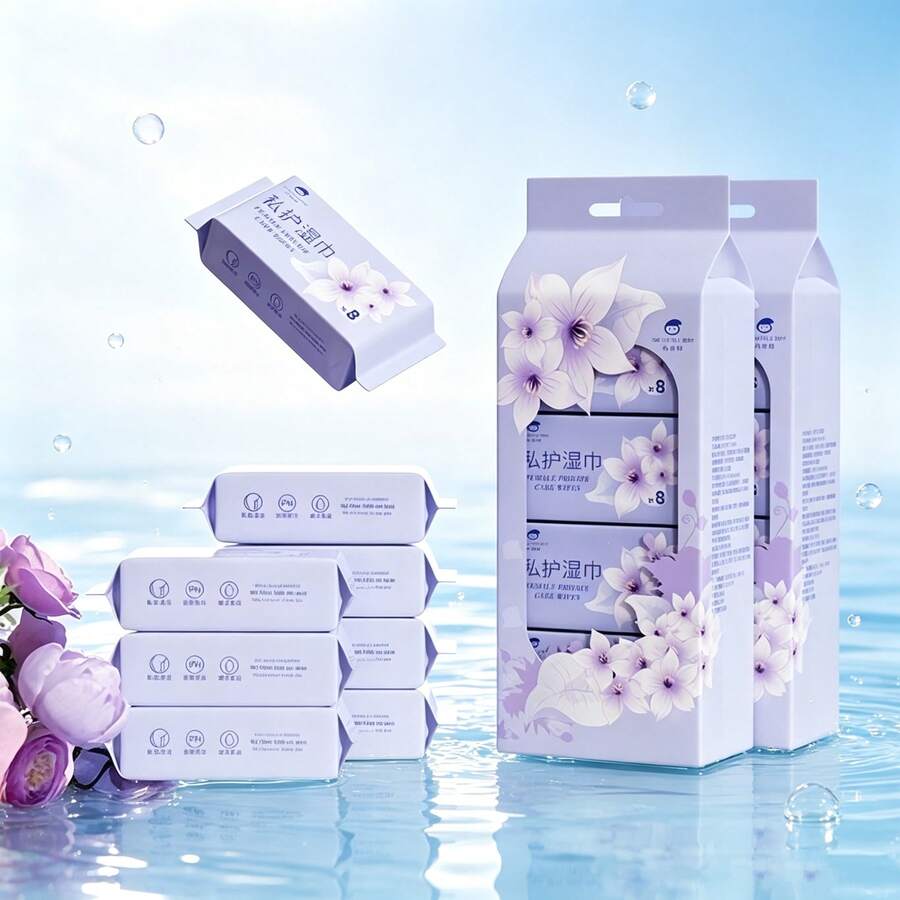 Mini Portable Non-Woven Wet Wipes, Suitable For Daily Cleaning And Hygiene, 8 Pieces Per Pack, Also Suitable As Gifts And Party Favors For Holidays And Gatherings. - Multicolor - View 1