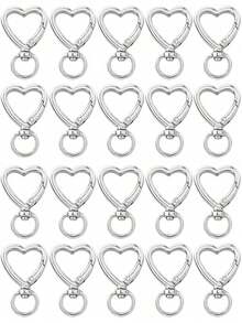 10/20/30/60pcs Heart-Shaped Rotating Keychain Hooks, Cute Zinc Alloy Spring Clasp Key Rings, Handbag Clips, Suitable For DIY Crafts - Multi-color - View 20