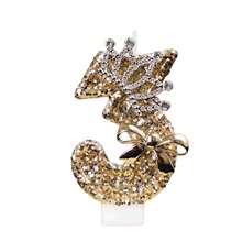 Gold Glitter Number Birthday Candles 0-9, Shiny Number Cake Toppers With Rhinestone Crown And Metal Bow, Elegant Birthday Cake Decoration, Luxury Party Table Decor And Celebration Supplies - View 19