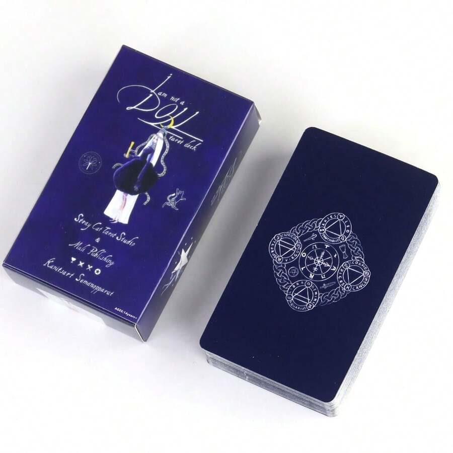 Durable Cardstock, A Set 78-Deck English Edition I Am Not A Doll Tarot Cards For Divination And Gameplay - Vibrant Illustrations - Blue - View 1