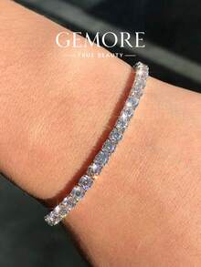 1pc Moissanite Bracelet Luxurious 3mm Four Claws Full Diamond Tennis Bracelet Perfect For Women's Parties And Weddings - Four Claw Diamond Bracelet - View 1