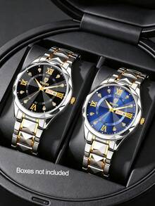 1/3/6pcs Business Dual Time Display Men's Watch Set, Premium Versatile Daily Wear, Best Gift Choice For Father, Boyfriend - Multicolor - View 6