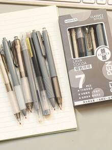 7pcs/Set Push-Button Pens With High Color Value And Quick-Drying Ink For Japanese Exercises In A Box Back To School.Halloween.Christmas.Halloween Supplies.Christmas Supplies. - Ballpoint Pen - View 3