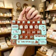 1/2pcs 26-Key Mini Keyboard Keychain, Silicone Material, Pressable Key Design, Cute Cartoon Decompression Gadget, Portable Pocket And Desktop Decoration Accessory, Fun Creative Office Gift - Multicolor - View 2