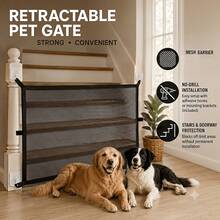 7-Piece Pet Fence Gate With Mesh (Includes Adhesive Hooks), Cat And Dog Bed Protection Barrier, Portable Pet Isolation Fence For Entryway, Indoor And Outdoor Pet Guard, Prevents Pets From Running Wild, Falling And Getting Injured, Easy And Quick Installation, Removable Anytime - Multicolor - View 5