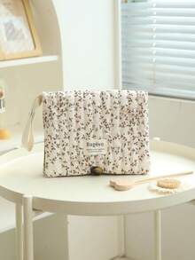 Floral Pattern Mommy & Daddy Universal Diaper Bag, Diaper Clutch, Waffle Weave Wet Wipe Storage Bag, Portable Diaper Organizer, Suitable For Boys & Girls, Baby Essentials - Multicolor - View 9