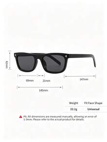 1PC Men's Vintage Casual Square Black Fashion Glasses, Suitable For Daily Wear, Decoration And Street Photography - Multicolor - View 6