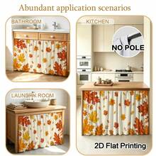 1PC White Autumn Maple Leaf Printed Kitchen Cabinet Curtain, Featuring Scattered Maple Leaf Patterns, 2D Flat Printing, Perfect For Autumn Thanksgiving Decorations, And Suitable For Kitchen Shelves And Cabinet Covers - Multicolor - View 10