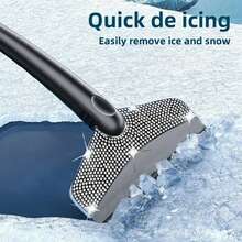 1pc Car Winter Snow Shovel With Rhinestone Decor, Stainless Steel Ice Scraper, Safety Emergency De-Icing Tool - A - View 3