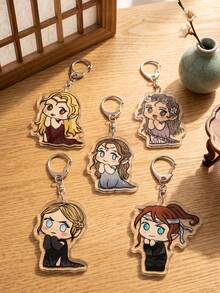 1pc/5pcs Fantasy Romance Novel Chibi Character Aesthetic Acrylic Keychains, Fantasy Romance Novel/Thorns & Roses Cute Q-Version Character Series Irregular Pattern Pendant, Backpack & Car Key Accessory, Gift For Fantasy Novel Readers & A-COTAR Fans - Multicolor - View 1