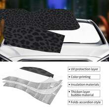 1pc Black Leopard Print Car Front Windshield Sun Shade, Decorative Vehicle Sun Visor, UV Reflector, Sun Protection Cover To Keep Car Cool - Sunshade - View 7