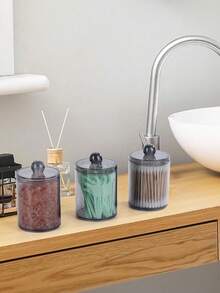 Dispenser Holder, 10oz Transparent Plastic Jar Set For Bathroom Storage & Organizing, Vanity Makeup Organizer Box Home Bathroom Decor Bathroom Organizer Fall Decor Makeup Organizer Back To School - Multicolor - View 7
