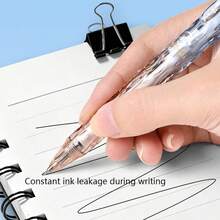 6pcs Gradient Crystal Click Neutral Pens 0.5mm Fine Tip, Quick-Dry Ink, Comfortable Grip, Highly Attractive Transparent Water Ripple Barrel, Minimalist Ins Style, Smooth Writing, Suitable For Note-Taking, Office Records, Bullet Journaling, Daily Writing - Rectangle - View 5