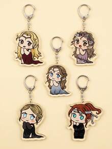 1pc/5pcs Fantasy Romance Novel Chibi Character Aesthetic Acrylic Keychains, Fantasy Romance Novel/Thorns & Roses Cute Q-Version Character Series Irregular Pattern Pendant, Backpack & Car Key Accessory, Gift For Fantasy Novel Readers & A-COTAR Fans - Multicolor - View 6