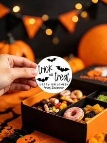 Customized Halloween Stickers, Trick Or Treat Bag Stickers, Halloween Labels, Personalized Halloween Party Favor Stickers, Halloween Candy Label Sticker - Multicolor - View 3