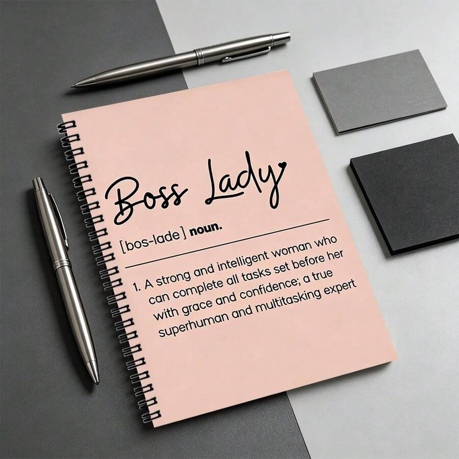 1pc Boss-Themed Spiral Notebook, Fun Gift For New Female Boss, Birthday Gift For Female Manager, Office And Home Use, 5A Size Office Stationery, Back To School Essential - Lined Book - View 1