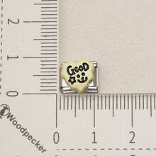 1PC Gold & Silver Tone Italian Modular Bracelet Links, "Pretty/Cute" Letter & Flower Enamel Charms, Pastel Color Cute Style DIY Jewelry Supplies - Korean Style Lettering - View 14
