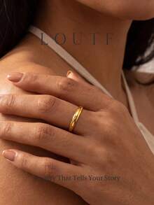 Newsoul 1pc Modern Women's Ring, Engagement Wedding Party Daily Wear Anniversary Jewelry Gift - Gold - View 4