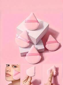 100/20/10/5 Triangular Powder Puff Applicators, A One-Time Powder Compact Set, Soft Triangular Facial Makeup Tools, Suitable For Applying Powder And Foundation Creams, Beauty Tools - Multicolor - View 3