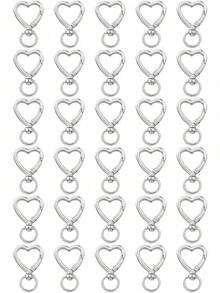 10/20/30/60pcs Heart-Shaped Rotating Keychain Hooks, Cute Zinc Alloy Spring Clasp Key Rings, Handbag Clips, Suitable For DIY Crafts - Multi-color - View 17
