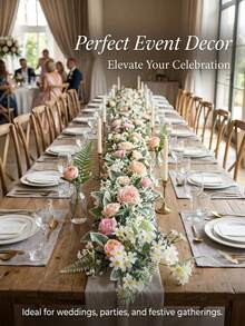 Revised Alice 1pc 175CM Woven Silk Fabric, Suitable For Wedding Decor, Outdoor, Party Decor, Table Centerpiece Decor, Spring/Summer Decor - Multicolor - View 4