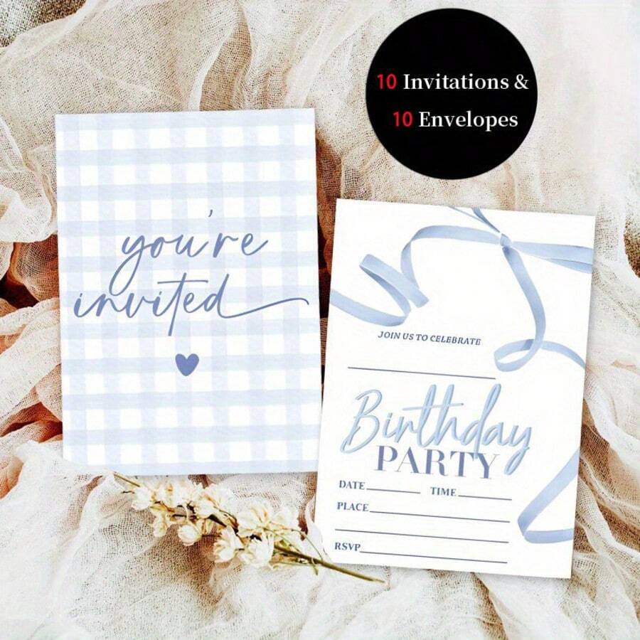 Invitation Set Includes 10 Cards And 10 Envelopes, Featuring Double-Sided Design. Perfect For Celebrating Birthdays, Graduations, Weddings, School Events Or Friendship Day. - A - View 1