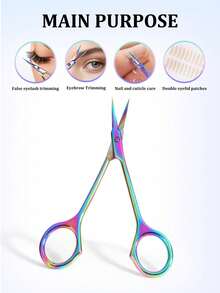 JSS. 3 Packs Iridescent Eyebrow Trimming Scissors, Sharp Stainless Steel Facial Hair Scissors, Women Beauty Grooming Kit With Protective Covers - Multicolor - View 8