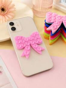 Multifunctional Bow-Shaped Silicone Double-Sided Suction Cup Phone Holder, Anti-Slip Reusable Hands-Free Phone Back Adhesive Sticker, Glue-Free Self-Adhesive Mobile Phone Mount, Suitable For Bathroom Mirrors, Glass, And Smooth Surfaces. - Multicolor - View 4