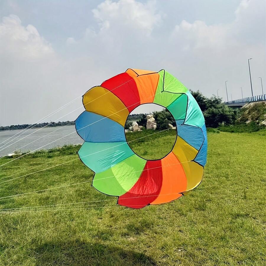 Layang-layang Naga Berputar Lembut Pelangi yang Ditarik dengan Tangan untuk Dewasa, Cocok untuk Terbang di Luar Ruangan di Pantai, Taman, dan Perkemahan