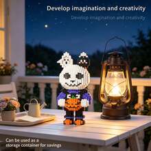 Cute Personalized Pumpkin Skeleton Bear, 1100+ Pieces, Halloween Gift, Creative Room Decor, Desktop Ornament, Birthday Gift, Christmas Gift, Best Friend Gift, Couple Gift, New Year Gift, Suitable For Everyone - Multicolor - View 7