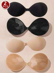 vfvQueen 1/2/4pcs Reusable Invisible Breathable Silicone Front-Clasp Push-Up Bra, Nipple Covers, Women's Lingerie Accessories, Suitable For Summer Dresses, Jumpsuits, Wedding Dresses (Please Refer To Size Chart Before Ordering) - Multicolor - View 2