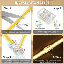13-Pack Of 2-Pin 8mm LED Strip Connectors, Solderless LED Strip Connectors, Transparent Strip Interconnect Wireless Seamless Track Light Connectors, Suitable For 12V 24V Monochrome COB/SMD 2835 3528 - Transparent Plate 13pcs - View 5