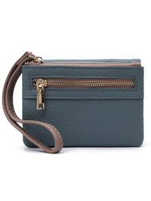 Best-Selling Women's Short High-Quality PU Lychee Texture Wallet, Multi-Function Handheld Student Double Zipper Coin Purse, Simple Fashion Versatile Party Travel Car Daily ID Card Bank Card Storage Bag, Christmas New Year Birthday Gift Wallet Small Square Bag - Multicolor - View 10