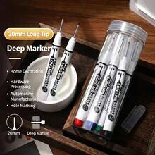 3pcs Easy Mark Neutral Pens, Multi-Material Deep Hole Marking, Waterproof Long Tip, Quick-Dry Plastic Pens, Suitable For Woodworking, Metal, Plastic, Construction, DIY Crafts - Red, Black, Blue, Green, White Colors Randomly Sent - 1 Piece, Color Random - View 3