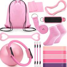 2pcs Home Yoga Pilates Set, Soft Fitness Ball, Elastic Resistance Band, For Leg, Thigh, Hip, Core Training - A - View 1
