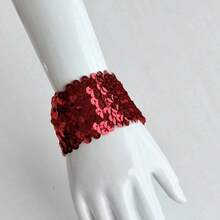MESHUOKAI Colorful Sequin Snap Bracelet, Shiny Glitter Snap Wristband, Reusable Soft Sequin Wrist Cuff, Suitable For Party, Holiday, Performance Costume Decoration - Multicolor - View 8