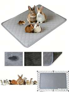 Guinea Pig Cage Liner Pee Pad, Washable Guinea Pig Bedding, Reusable Waterproof Super Absorbent Guinea Pig Urine Pad, Floor Protector Mat For Cats, Dogs, Small Animals, Non-Slip Mat For Rabbits, Hamsters, Rats - Light Grey - View 1
